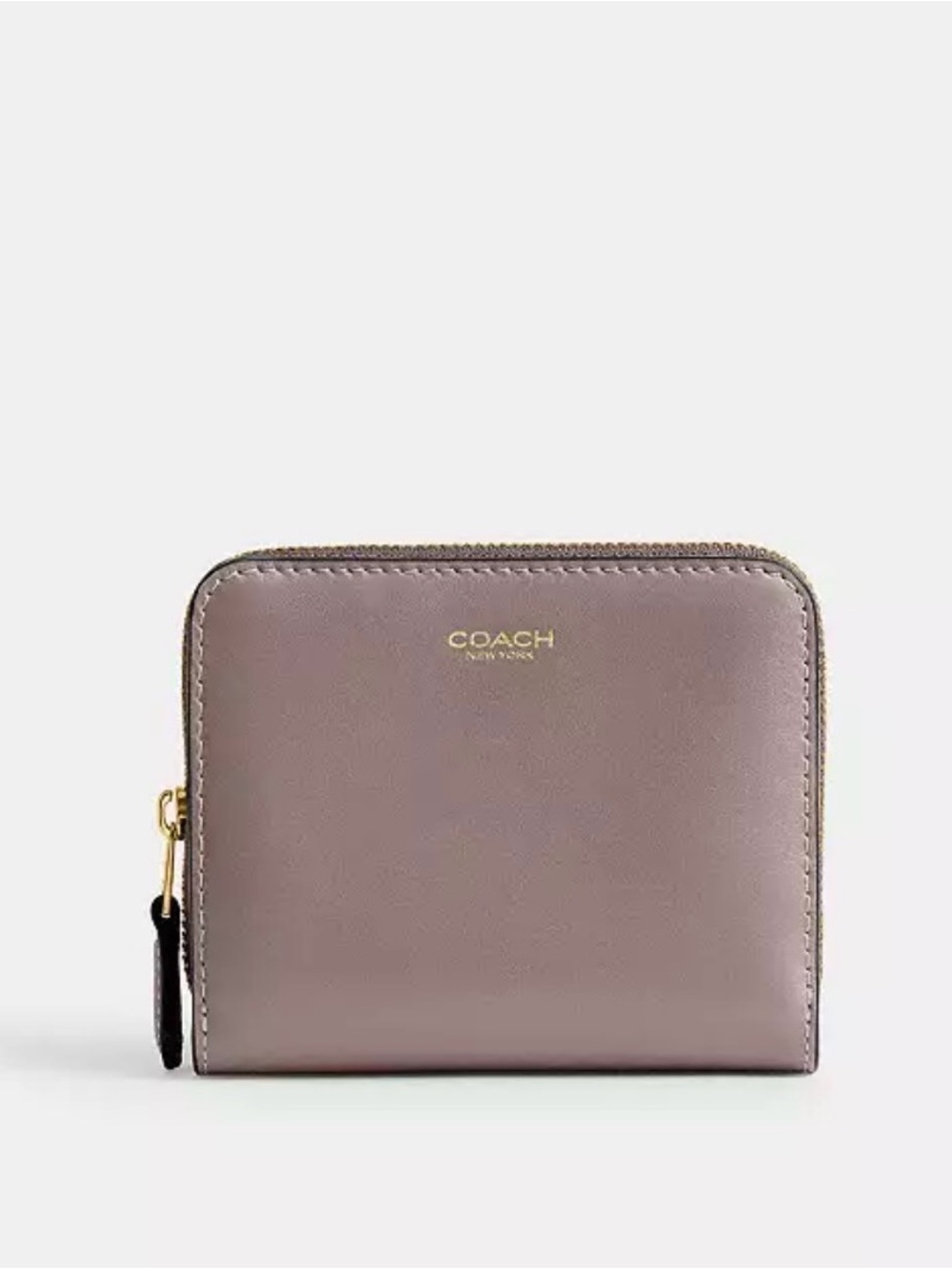 Coach Compact Zip Wallet in Mauve Taupe with Gold Logo